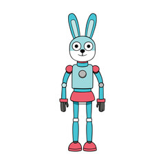 robot bunny vector on white