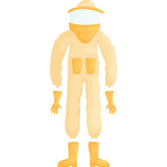 Yellow Beekeeping Suit With Gloves Boots And Protective Hood On A White Background