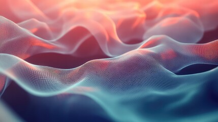 Abstract digital mesh wave flowing through cyberspace technology background