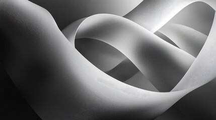 Abstract flowing white curves creating dynamic monochrome background
