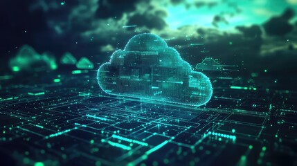 Digital cloud computing data connecting circuit network lines