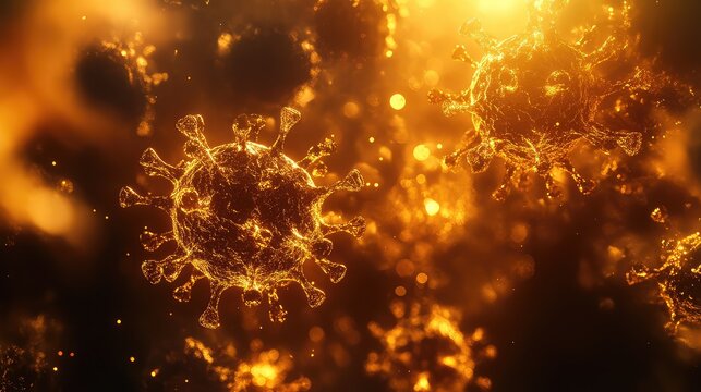 Coronavirus particles creating dangerous epidemic global pandemic
