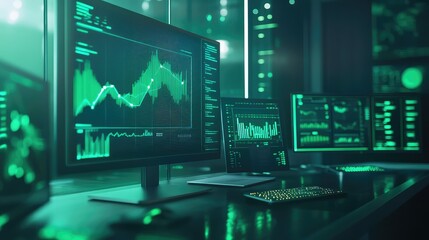 Data analysis screen displaying financial market trends