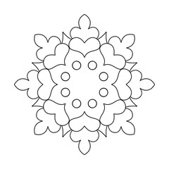 Mandala with elegant flower lines coloring book page