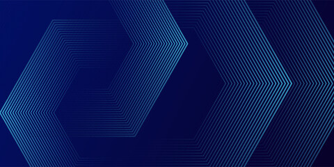 Dark blue background with hexagon geometric lines pattern. Abstract shiny hexagon lines. Futuristic technology concept