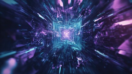 Abstract futuristic data tunnel flying digital information