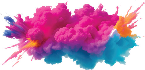 Abstract watercolor art explosion on vintage paper with colorful texture and light blue clouds