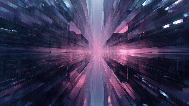 Abstract digital cityscape cyberspace glowing purple neon lights - Powered by Adobe