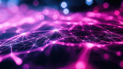 Abstract glowing plexus network connecting data points in cyberspace