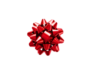Shiny red gift bow isolated on transparent background