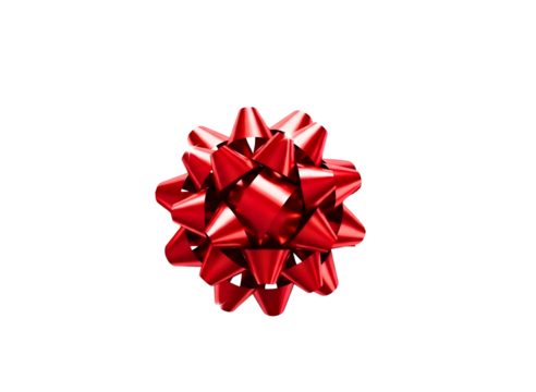 Shiny red gift bow isolated on transparent background