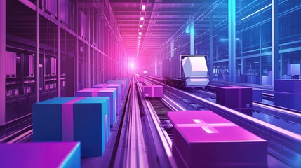 Automated warehouse delivering packages by future logistics system