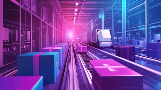 Automated warehouse delivering packages by future logistics system