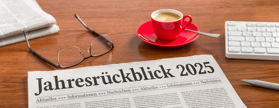 Zeitung auf Schreibtisch - Jahresr&uuml;ckblick 2025