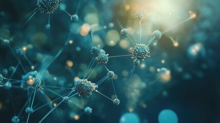 Network of glowing nodes representing data and connection