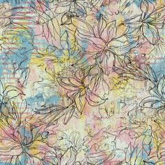textile design with rose flower pattern image
