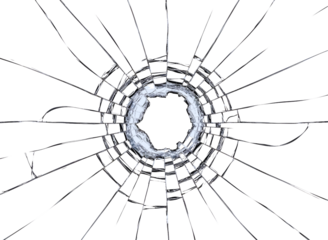 Cracked glass effect isolated on transparent background