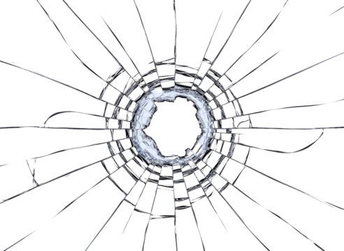Cracked glass effect isolated on transparent background
