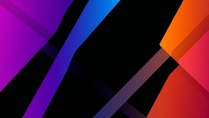 Abstract colorful geometric shapes over black background gradient
