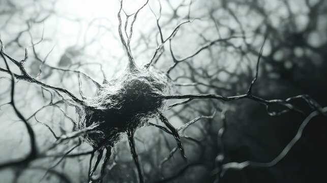 Neuron network transmitting signals in the human brain