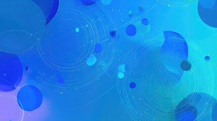 Abstract blue spheres floating with digital circuit lines