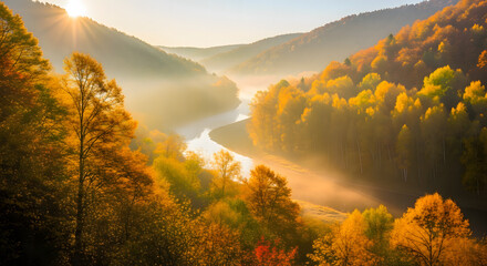 Misty Autumn Valley
