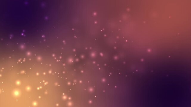 Purple, orange gradient background with bokeh. Sparkling bokeh like star dust in space background