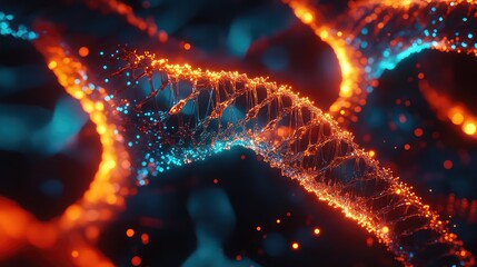 Dna helix structure glowing representing genetic engineering and science