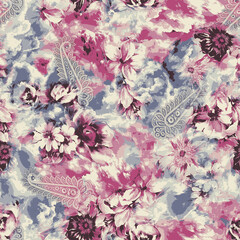textile design with rose flower pattern image
