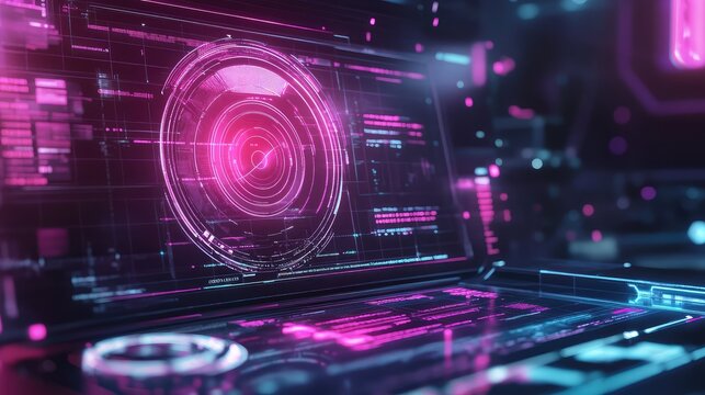 Futuristic cyber security system analyzing digital data