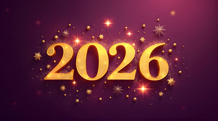 2026 Golden Glitter New Year's Greeting and Celebration Background