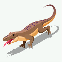 Fototapeta premium Brown lizard with purple spots and pink tongue