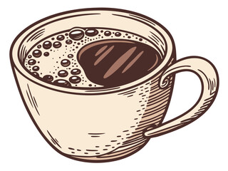 Obraz premium Cappuccino and breakfast, coffee in a beautiful mug, morning atmosphere, relaxation, time to relax, delicious coffee, coffee foam with pattern, Paris morning, Europe morning