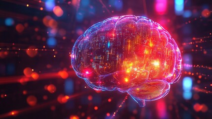 Artificial intelligence brain connecting digital data stream