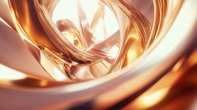 Flowing abstract gold liquid metal substance creating dynamic swirl