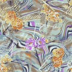 textile design with rose flower pattern image