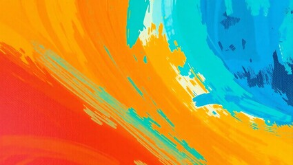 Vibrant abstract brushstrokes in warm and cool colors