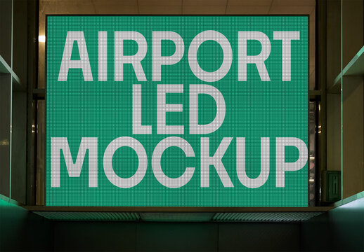 Mockup of Airport Digital LED Screen 