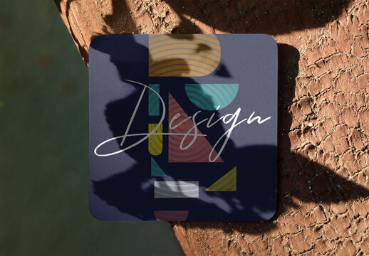 Mockup of square business card with rounded corners 