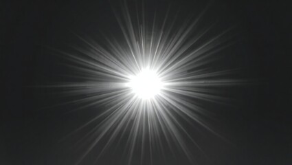 Bright starburst effect with radiant light rays on dark background