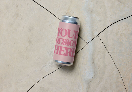 Beer Can Mockup on Texture