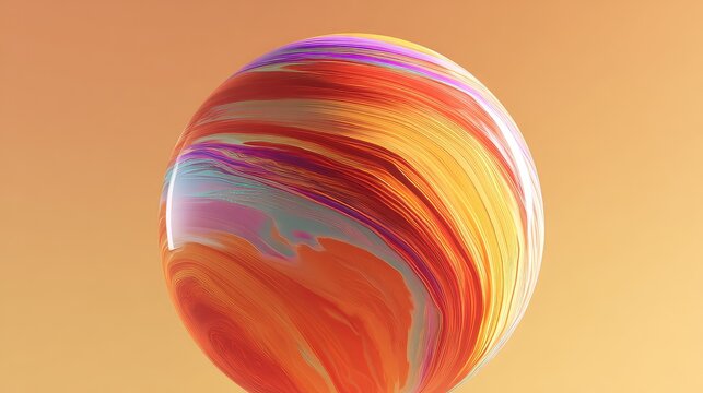 Abstract colorful sphere with vibrant flowing liquid texture - Powered by Adobe