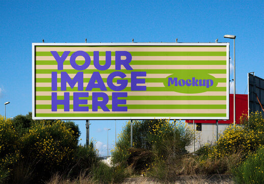 Blank Billboard Mockup by the Roadside