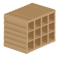 One block brick. vector illustration	