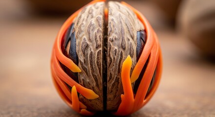 Macro Close Up of Intricate Seed Pod Opening with Textured Interior