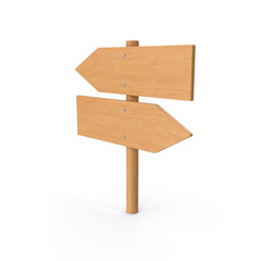 Wooden signboard placed cleanly on a transparent background