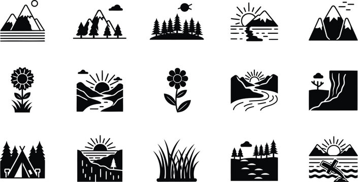 Outdoor Adventure Nature Icon Collection