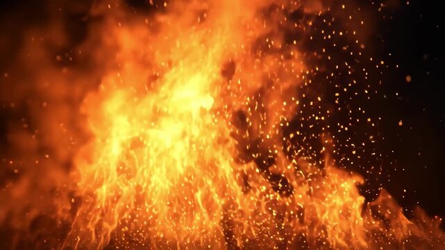 hot flames of fire on a black background