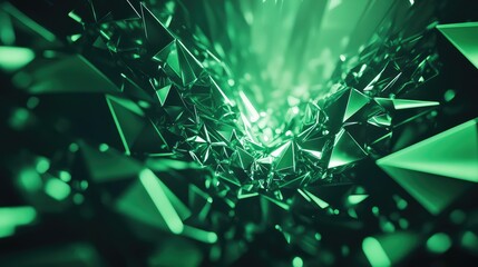Green abstract crystal structure forming abstract vortex background