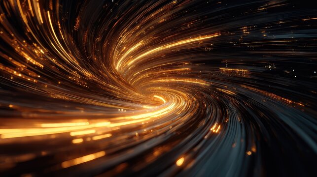 Swirling light trails creating abstract vortex tunnel